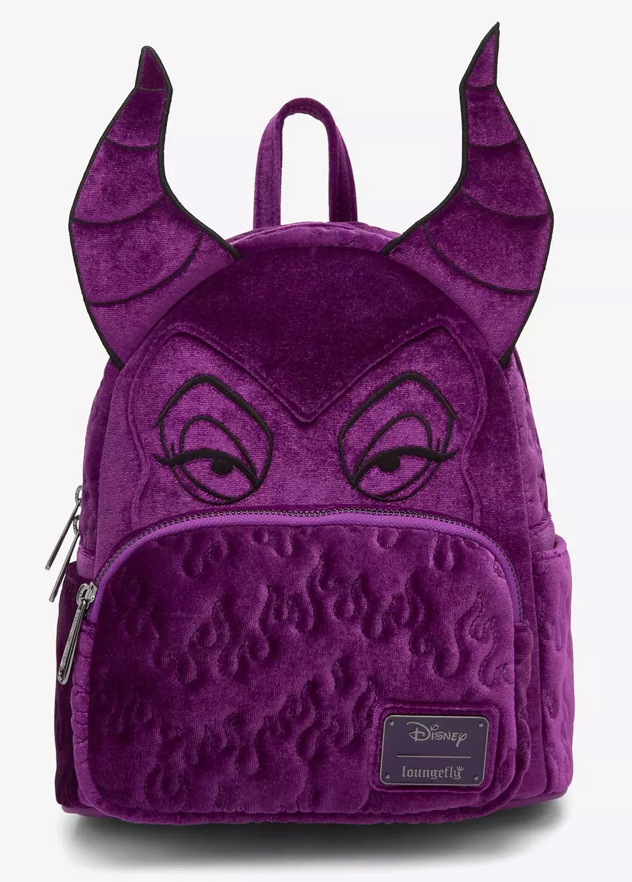 Loungefly Disney Sleeping Beauty Purple Velvet Maleficent Figural Mini Backpack | NWT