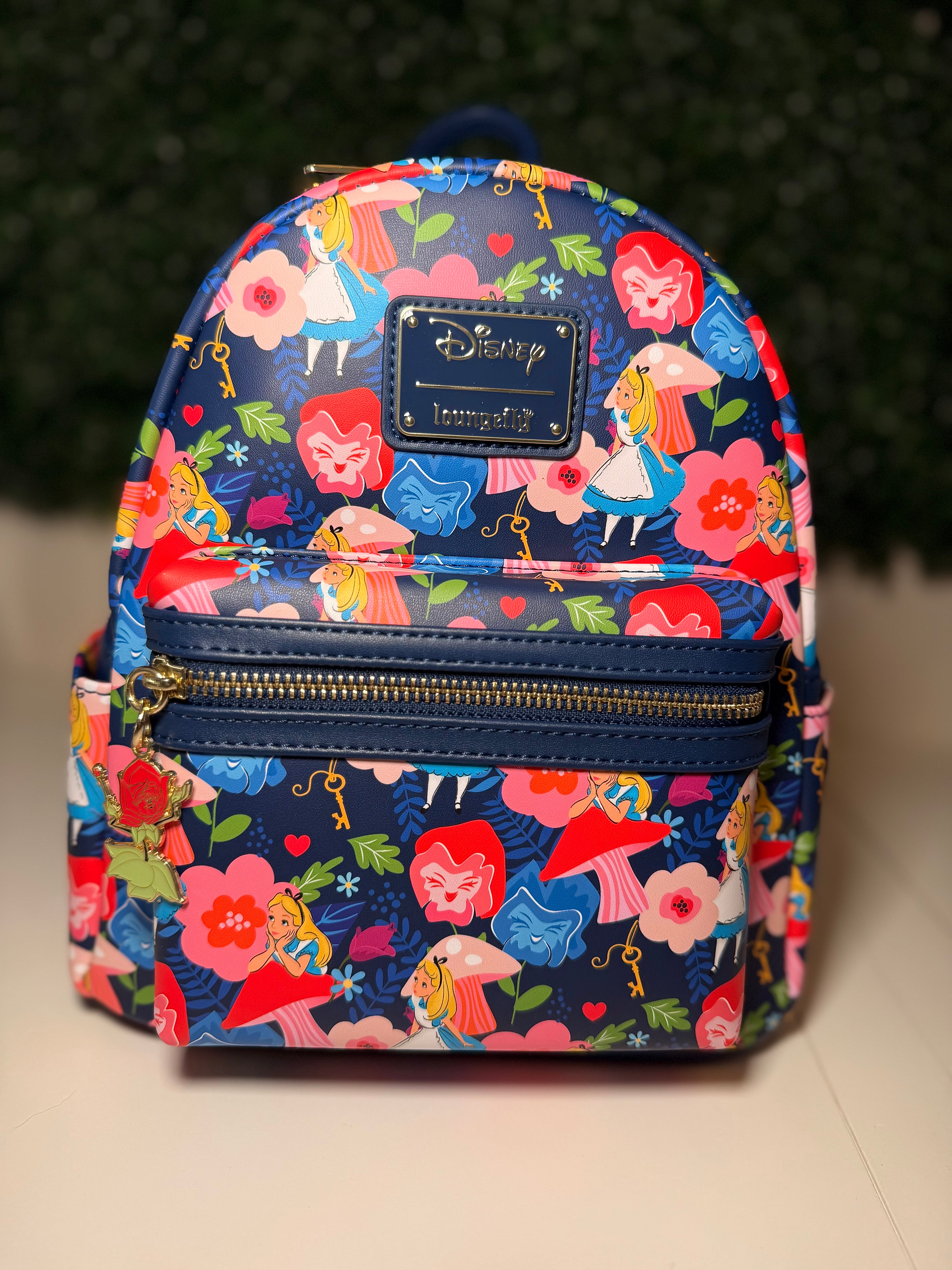 Loungefly Disney Alice in Wonderland Golden Afternoon Allover Print Mini Backpack | NWT