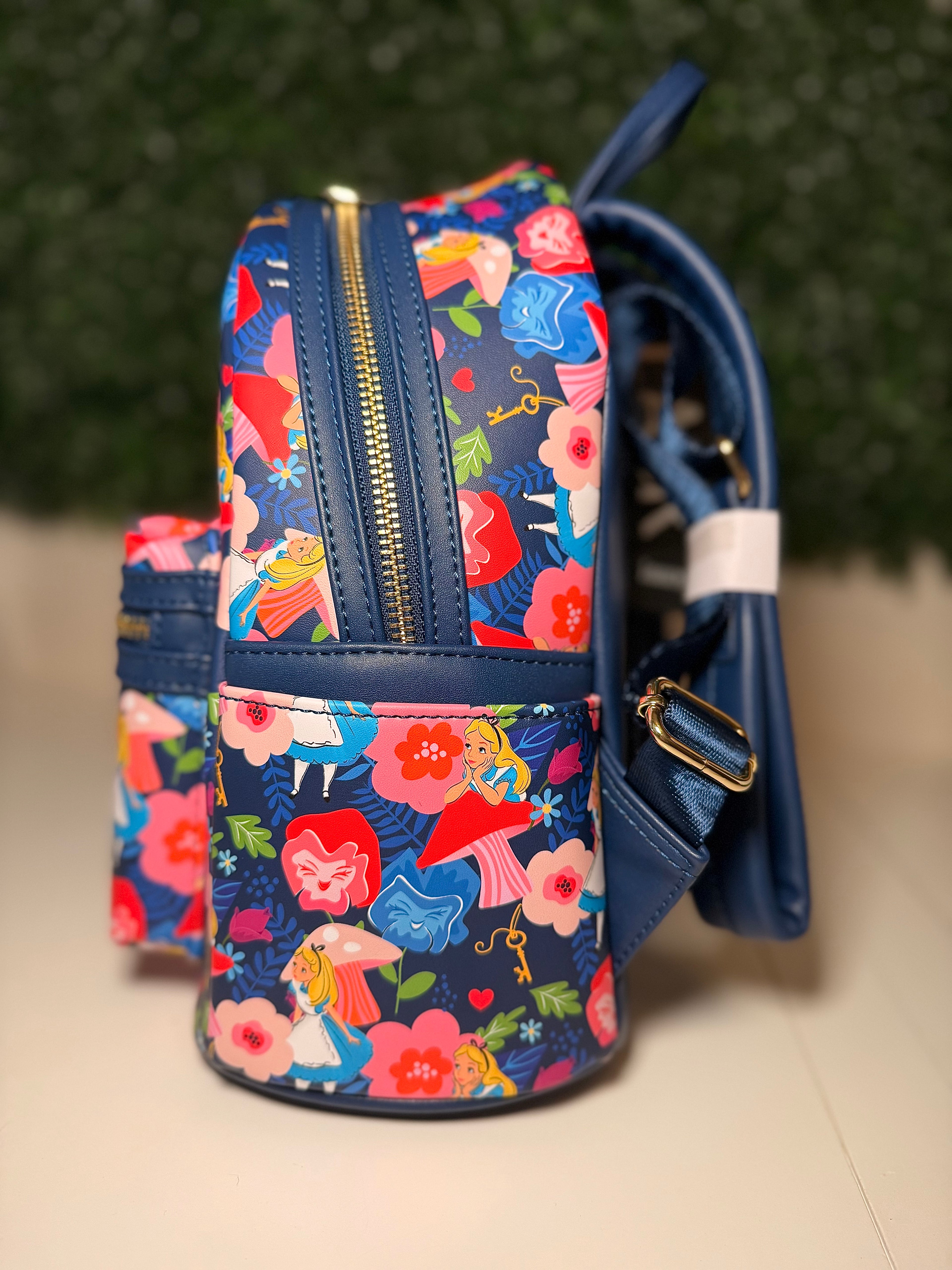 Loungefly Disney Alice in Wonderland Golden Afternoon Allover Print Mini Backpack | NWT