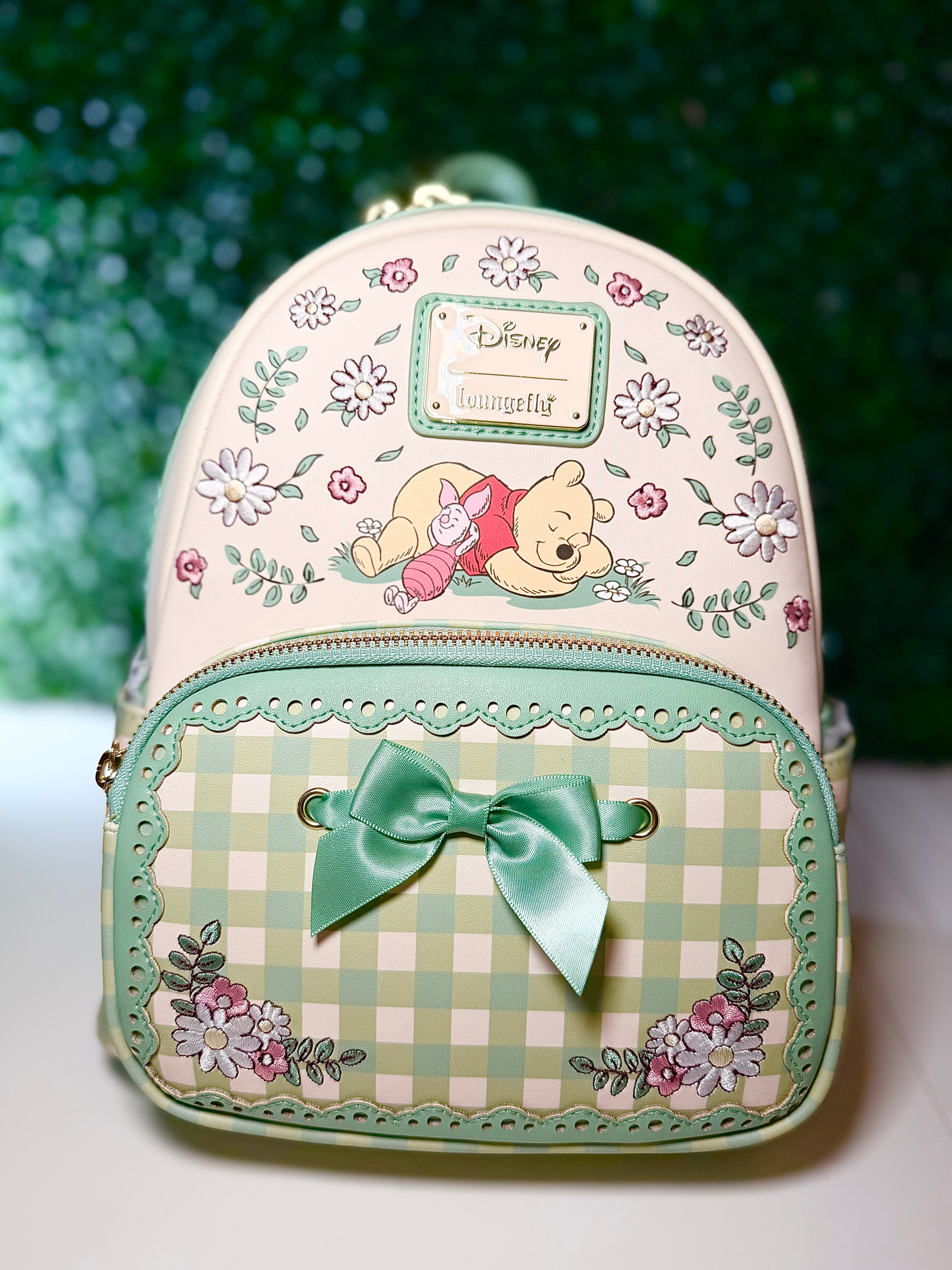 Loungefly Disney Winnie the Pooh Floral Ginham Mini Backpack | Boxlunch Exclusive | NWT